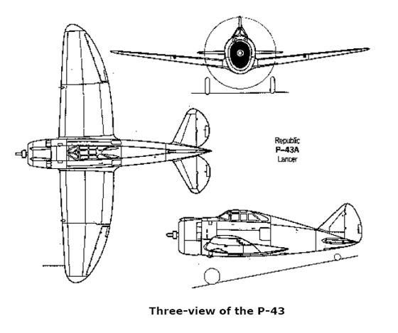 Republic P-43 Three-view